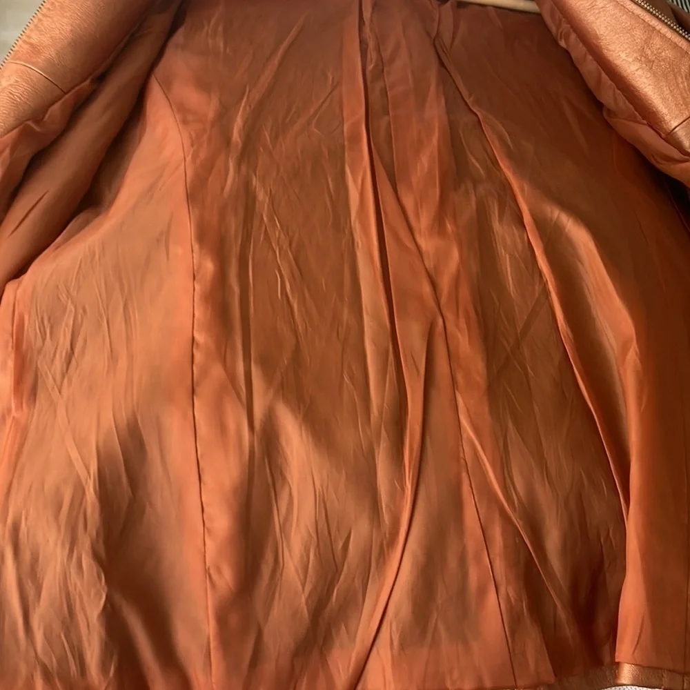 Vintage Jessica London Metallic 100% Leather‎ Zip Up Jacket Size 14 Plus Size